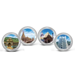 (999.9+) Purest 80 g Char Dham Silver Coin, Set of (20.0 gms x 4)