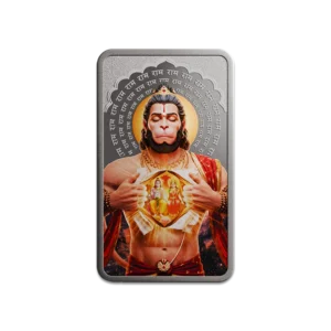 (999.9+) Purest 50 g Lord Hanuman Silver Bar