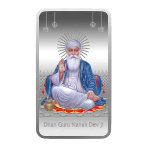 (999.9+) Purest 50 gm Guru Nanak Dev Colored Silver Bar