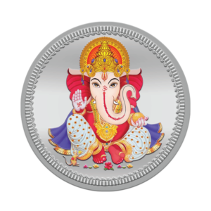 (999.9+) Purest 50 gm Ganesha Colored Silver Coin